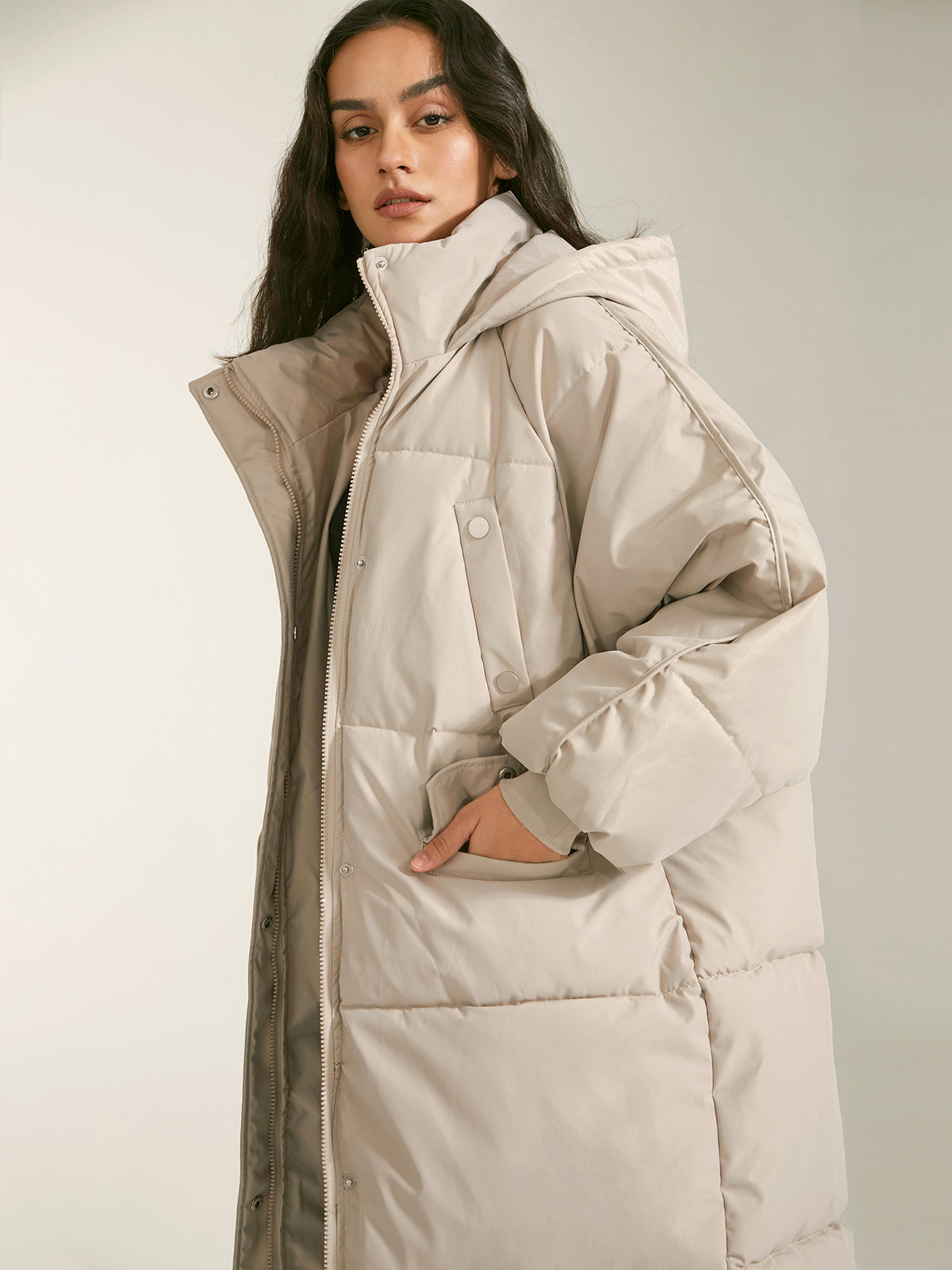 NOVA │ Langer Puffer-Parka-Mantel mit Kapuze