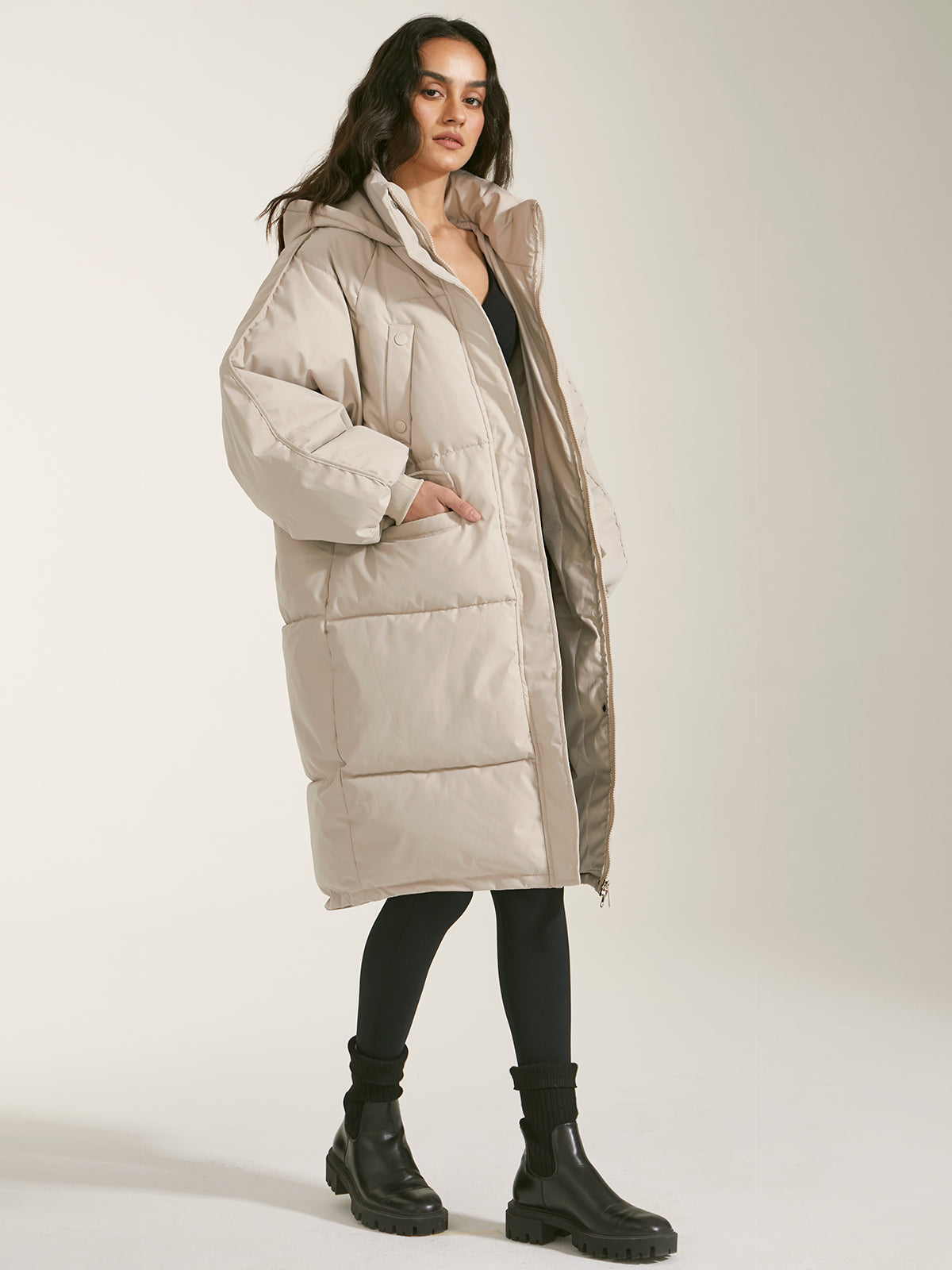 NOVA │ Langer Puffer-Parka-Mantel mit Kapuze