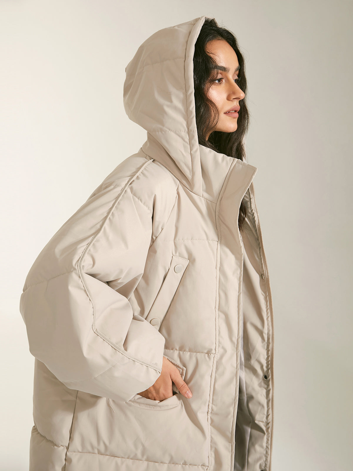 NOVA │ Langer Puffer-Parka-Mantel mit Kapuze