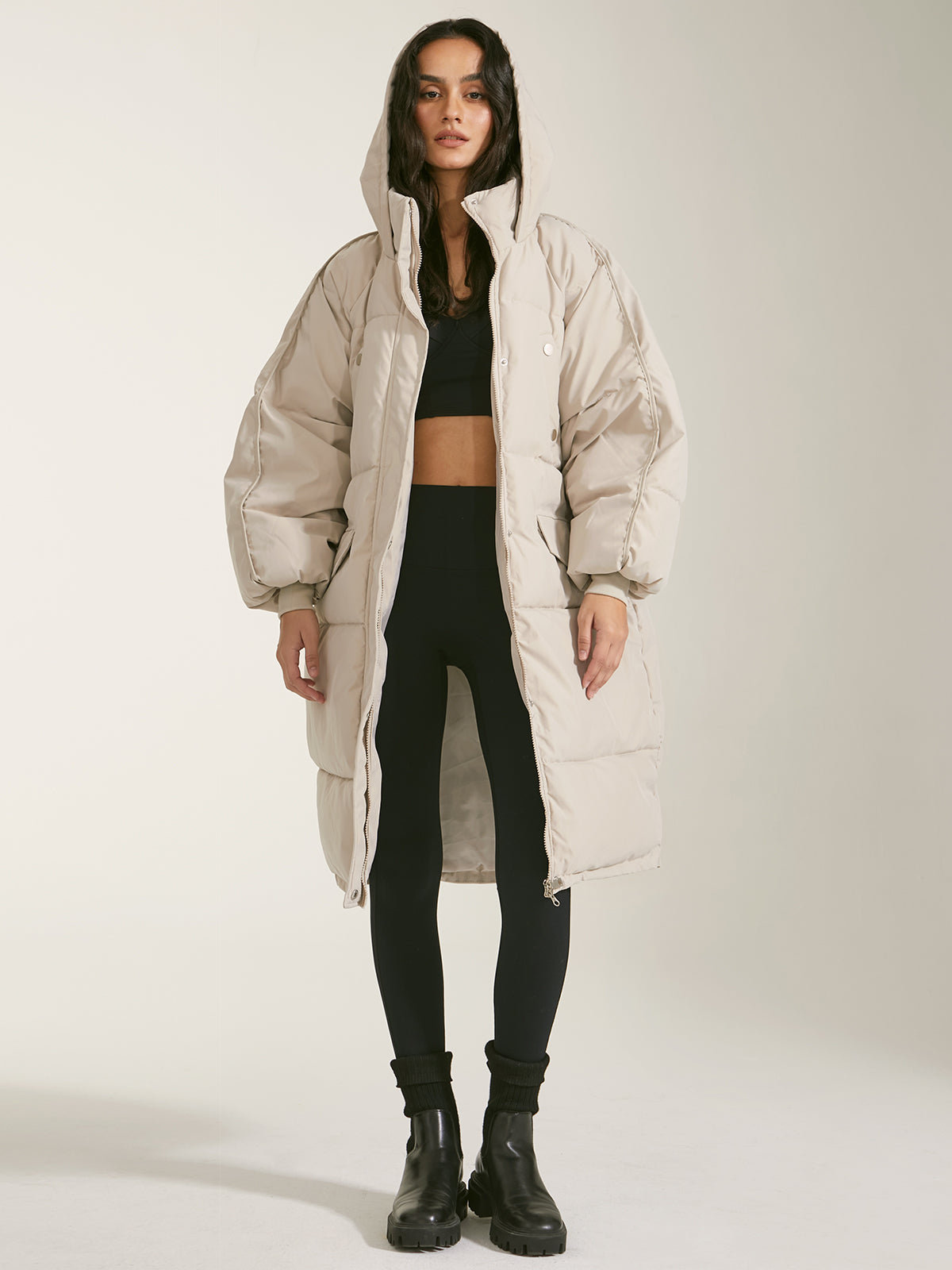 NOVA │ Langer Puffer-Parka-Mantel mit Kapuze