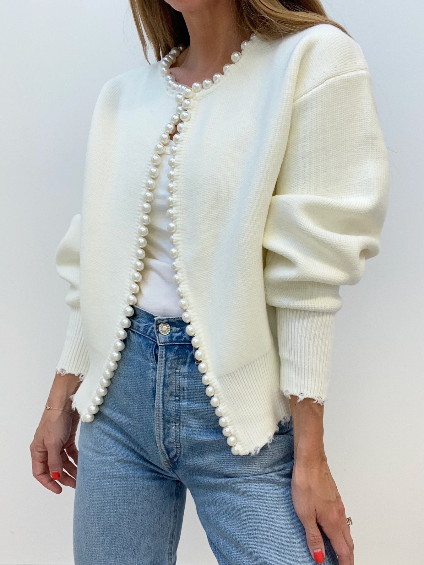 NOVA │ Strickjacke mit Perlenbesatz