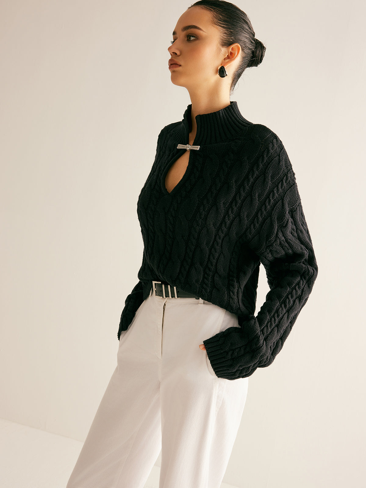 NOVA | Cotton Keyhole Neckline Knit Top