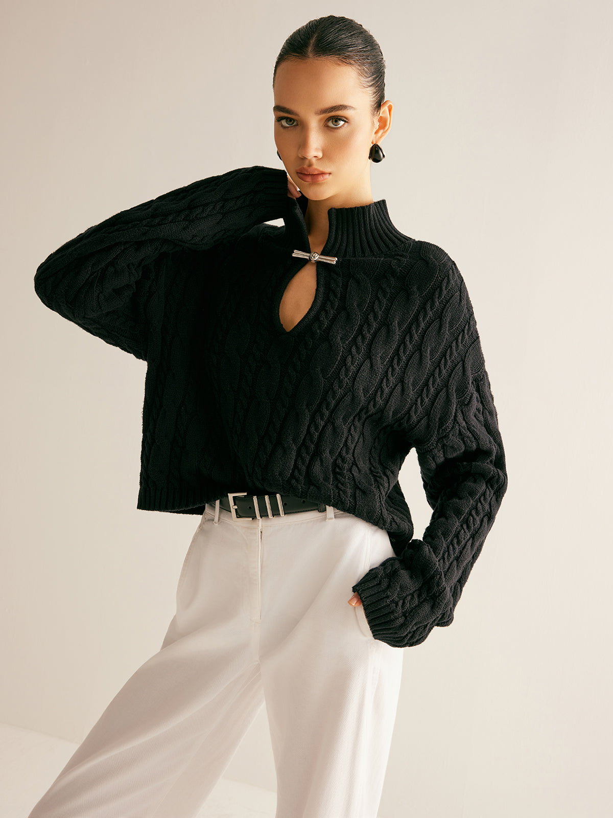 NOVA | Cotton Keyhole Neckline Knit Top